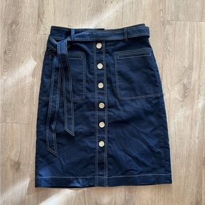 J. Crew Blue Indigo A-line Button-Front Stretch Skirt, Style AW500